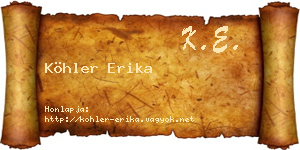 Köhler Erika névjegykártya